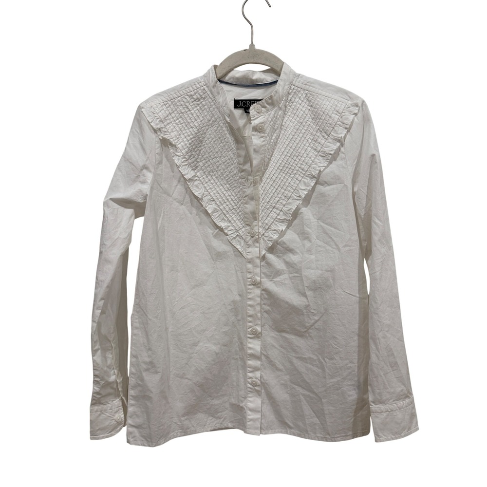 J.Crew White Cotton Pleated Ruffle Bib Button Up Shirt BN376 White Mens 2